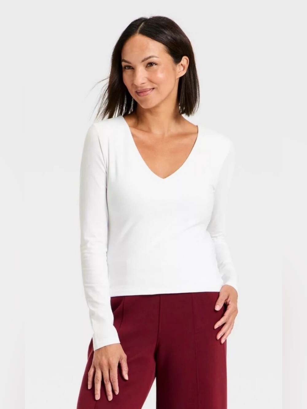 A New Day Sculpt Long Sleeve V-Neck Top  NWT